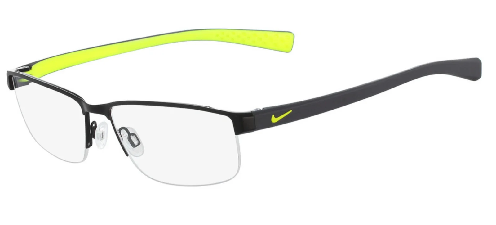 New NIKE Rx-able Eyeglasses 8098 015 56-16 140 Matte Black & Yellow Metal Frames