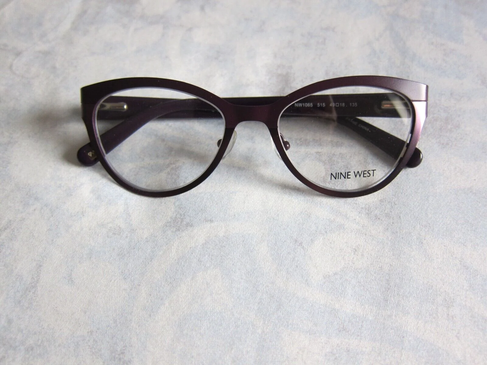 New NINE WEST NW1065 Metallic Purple Round Womens Eyeglasses Frame 49-18-135