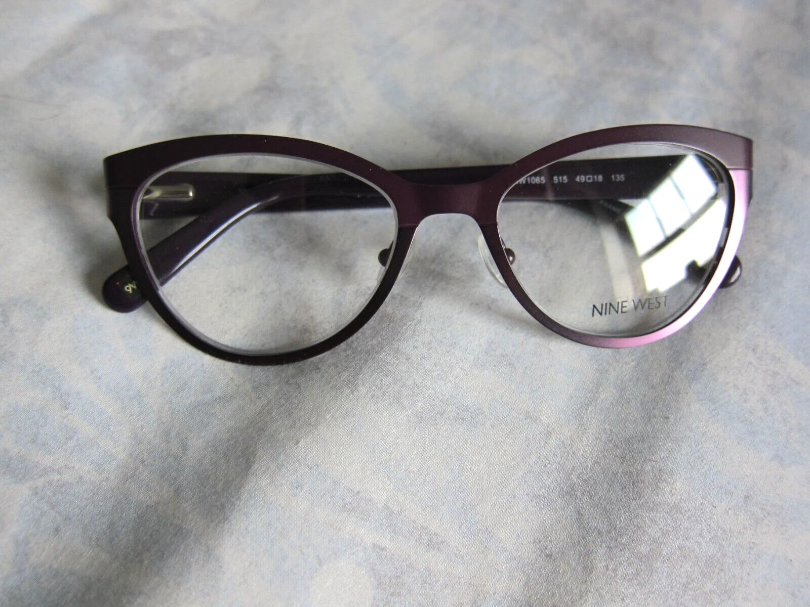 New NINE WEST NW1065 Metallic Purple Round Womens Eyeglasses Frame 49-18-135 2