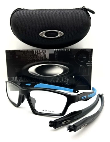 New Oakley Eyeglasses OX 8033 0155 Crosslink Satin Black/Sky 55-18-140 With Case 2