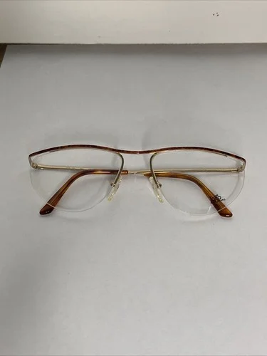 New Old Stock VTG Logo Paris Curved Brow Gold Tortoise Glasses Frames 56-18-135