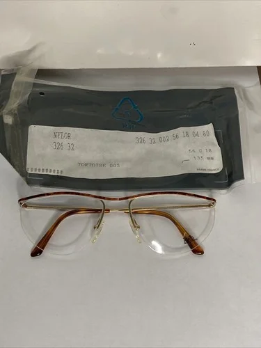 New Old Stock VTG Logo Paris Curved Brow Gold Tortoise Glasses Frames 56-18-135 3