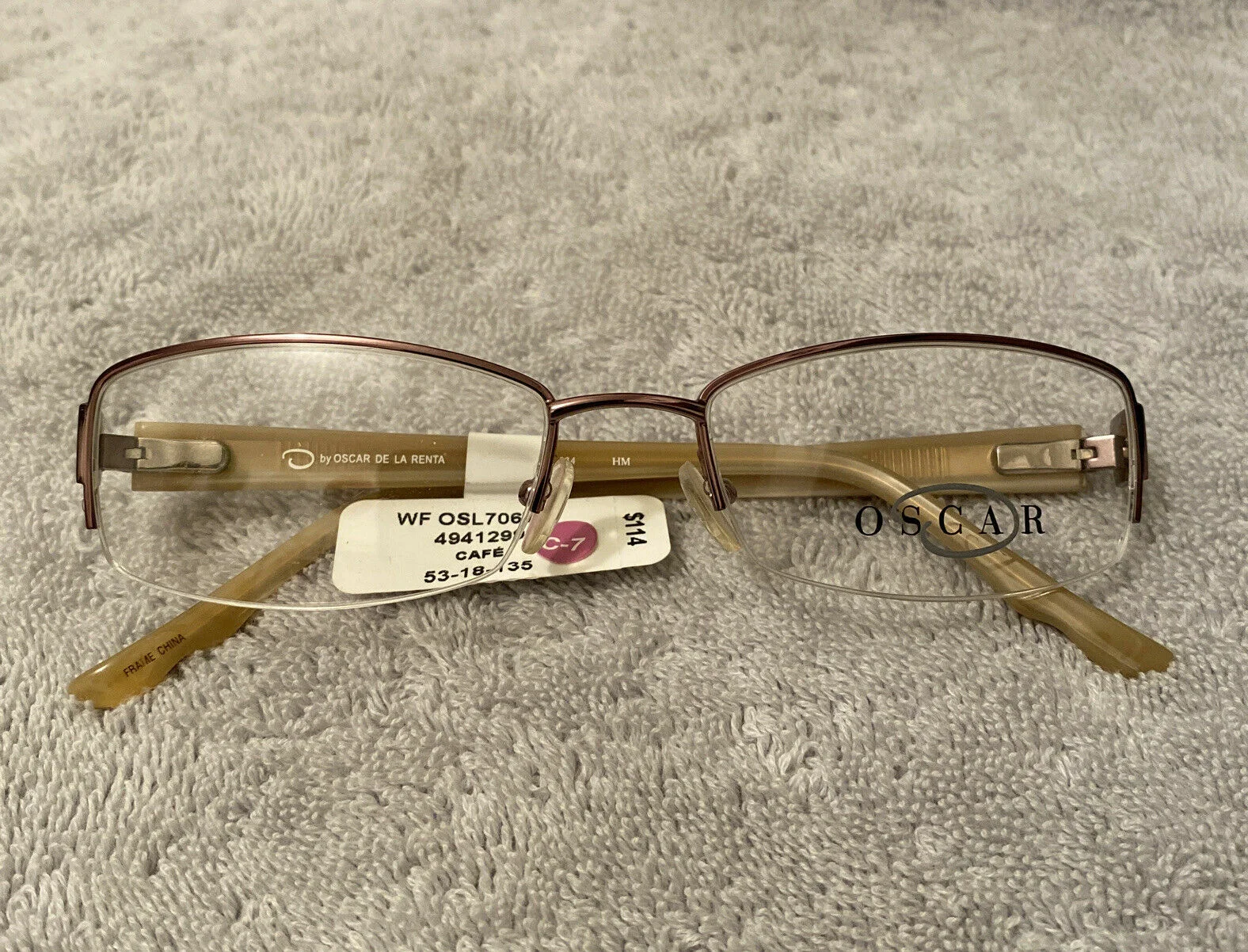 NEW Oscar De La Renta Cafe Eyeglass Half Rim Frames 53-18-135 2