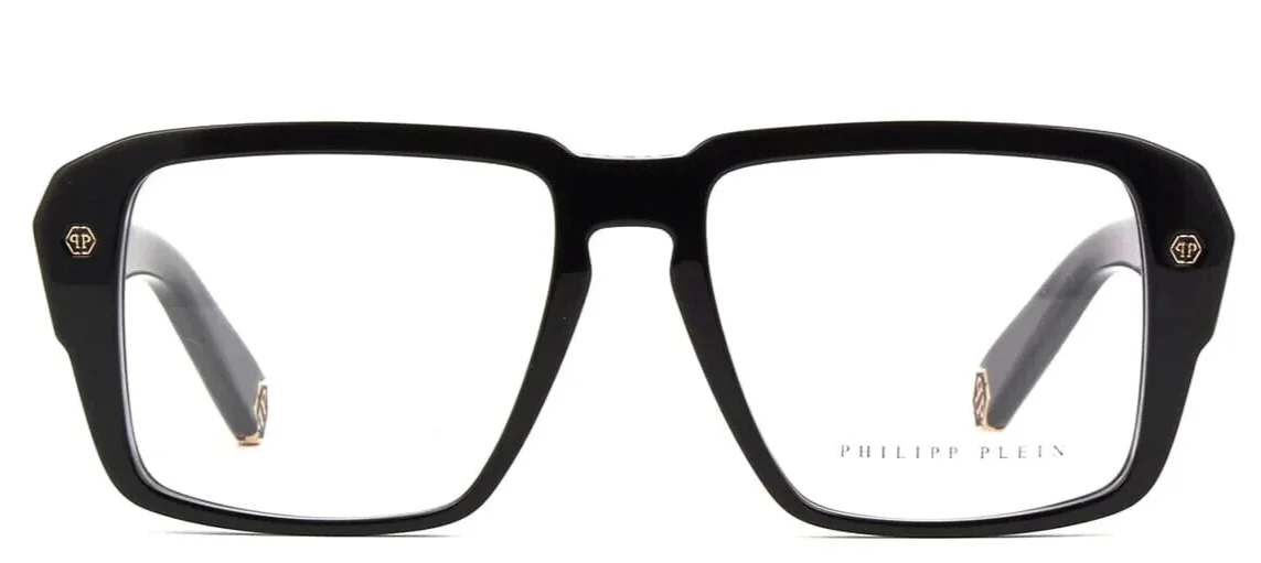 NEW PHILIPP PLEIN VPP 081 COL. 0700 HEXAGON BLACK-GOLD AUTHENTC EYEGLASSES 55-17 2