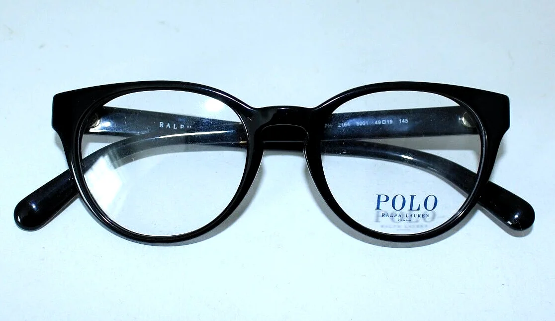 New POLO RALPH LAUREN Round Womens EYEGLASSES Frames 2164 Black 5001, 49-19-145 2