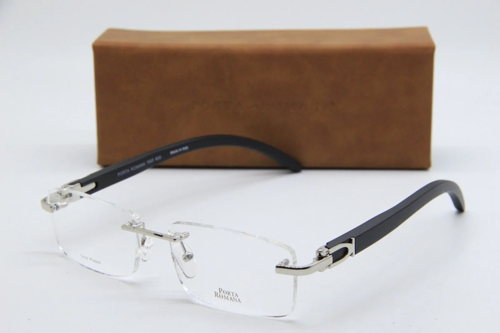 NEW PORTA ROMANA 1953 COL. 600 SILVER BLACK AUTHENTIC EYEGLASSES W/CASE 56-18