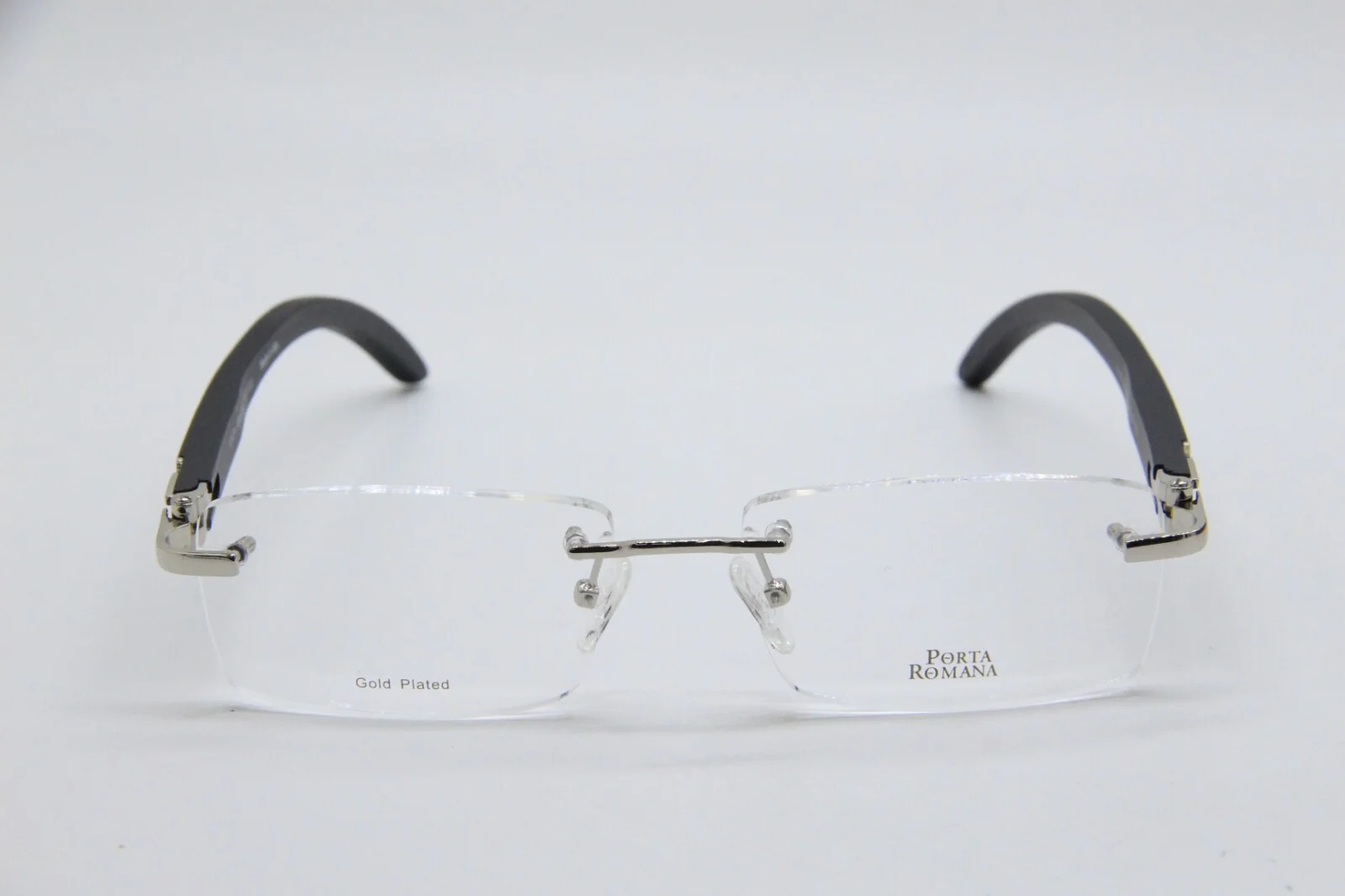 NEW PORTA ROMANA 1953 COL. 600 SILVER BLACK AUTHENTIC EYEGLASSES W/CASE 56-18 2