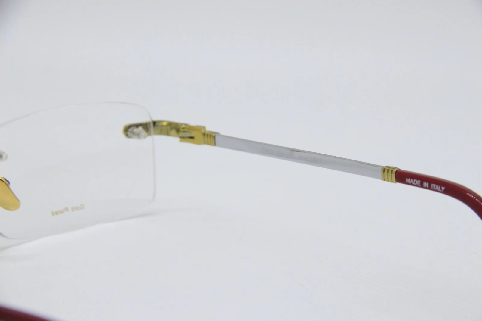 NEW PORTA ROMANA MOD. 1001 COL. 100 GOLD RED AUTHENTIC EYEGLASSES W/CASE 56-17 4