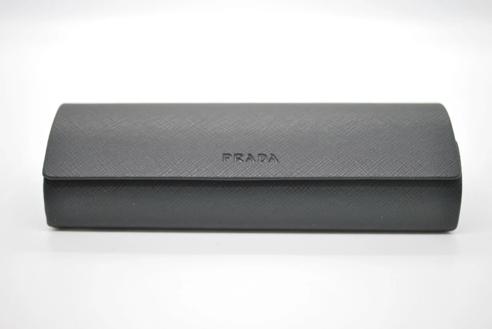 NEW PRADA AUTHENTIC EYEGLASSES SUNGLASSES BLACK ROUND HARD CASE AND CLOTH ONLY 2