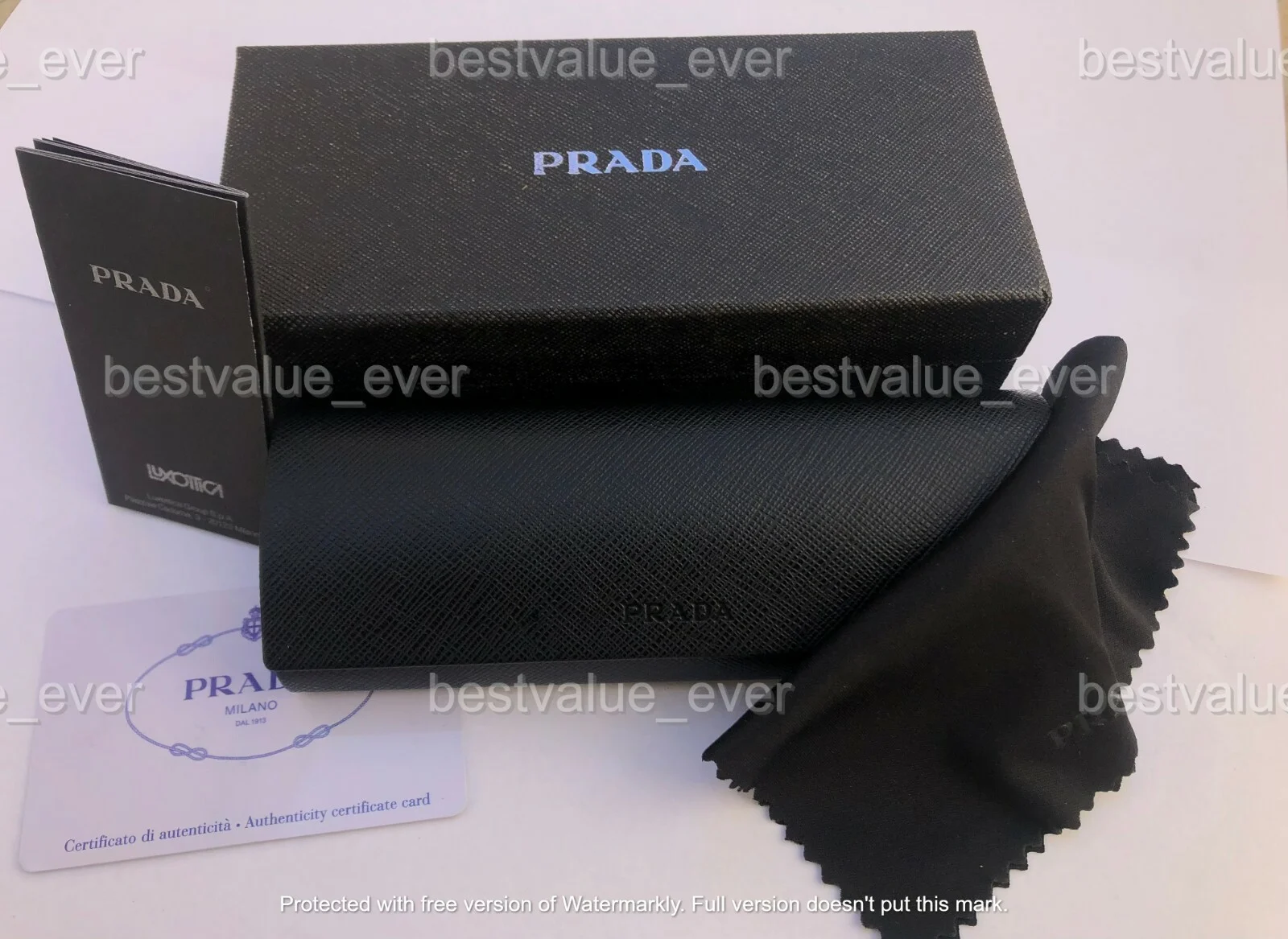 NEW PRADA eyeglasses hard black Case , Outer box and Cleaning Cloth 2