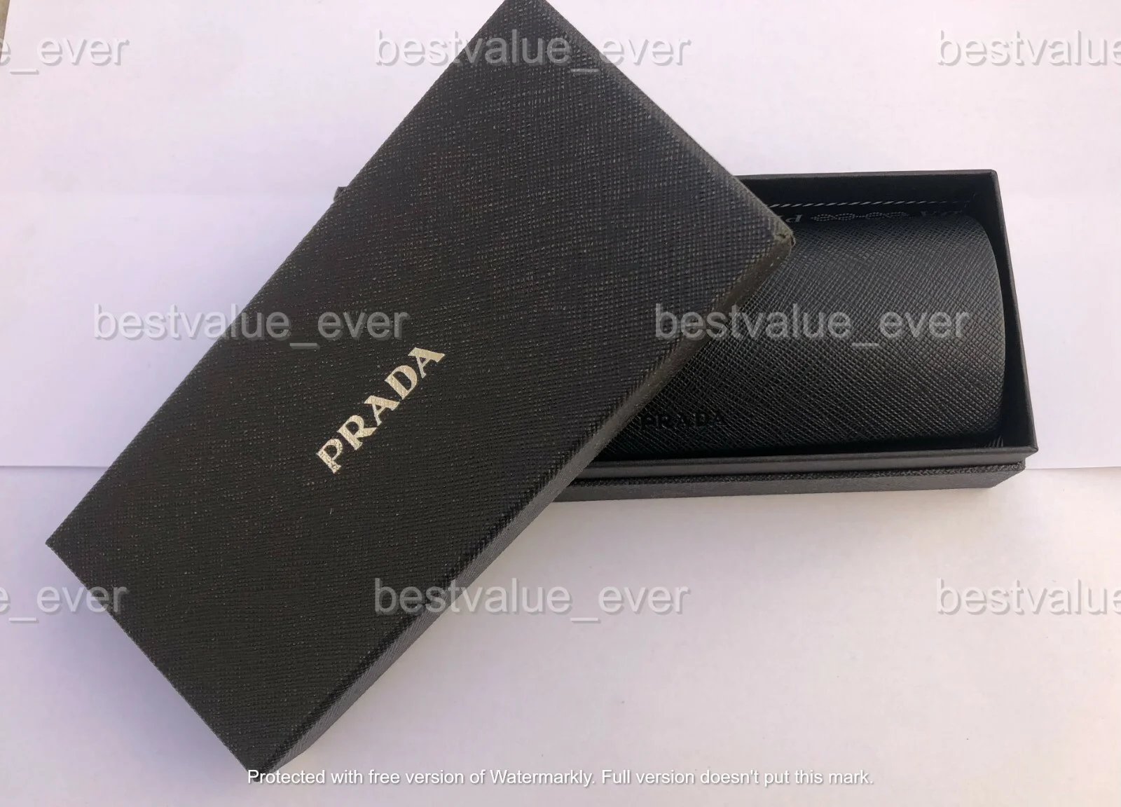 NEW PRADA eyeglasses hard black Case , Outer box and Cleaning Cloth 3
