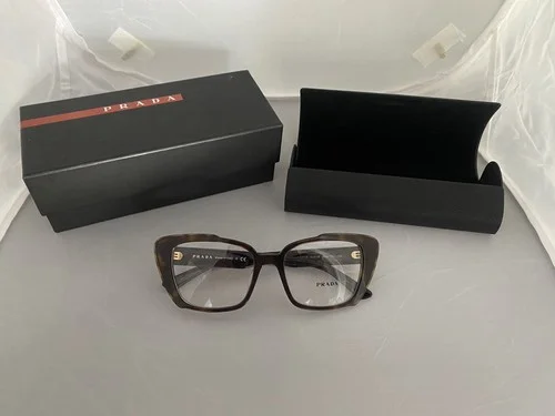 NEW PRADA PR 01YV 2AU1O1 Brown Authentic Eyeglasses W/ CASE 2