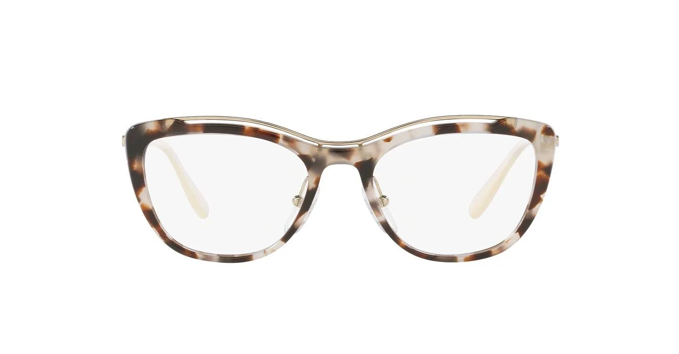 New PRADA VPR 04V Eyeglasses UAO-1O1 White Tortoise Cat Eye Frames 53/18/140 2