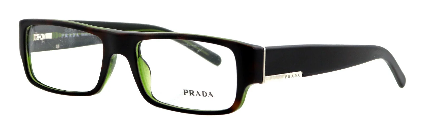 New PRADA VPR15I 5AY-1O1 52mm Black Crystal Green Eyeglasses Frames Italy 2