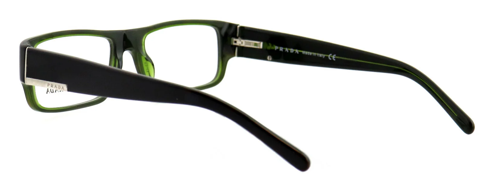 New PRADA VPR15I 5AY-1O1 52mm Black Crystal Green Eyeglasses Frames Italy 3