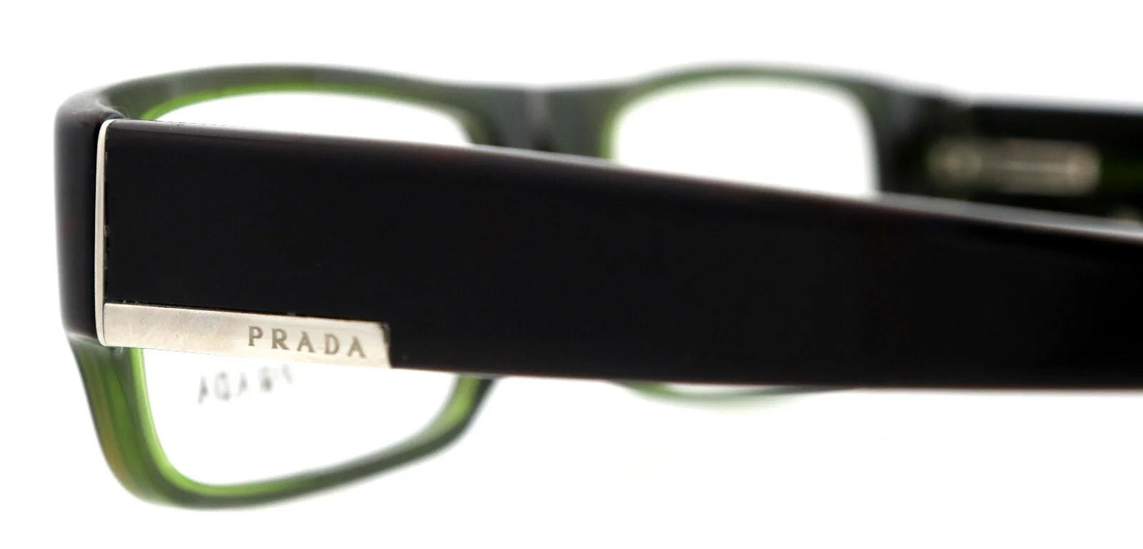 New PRADA VPR15I 5AY-1O1 52mm Black Crystal Green Eyeglasses Frames Italy 4