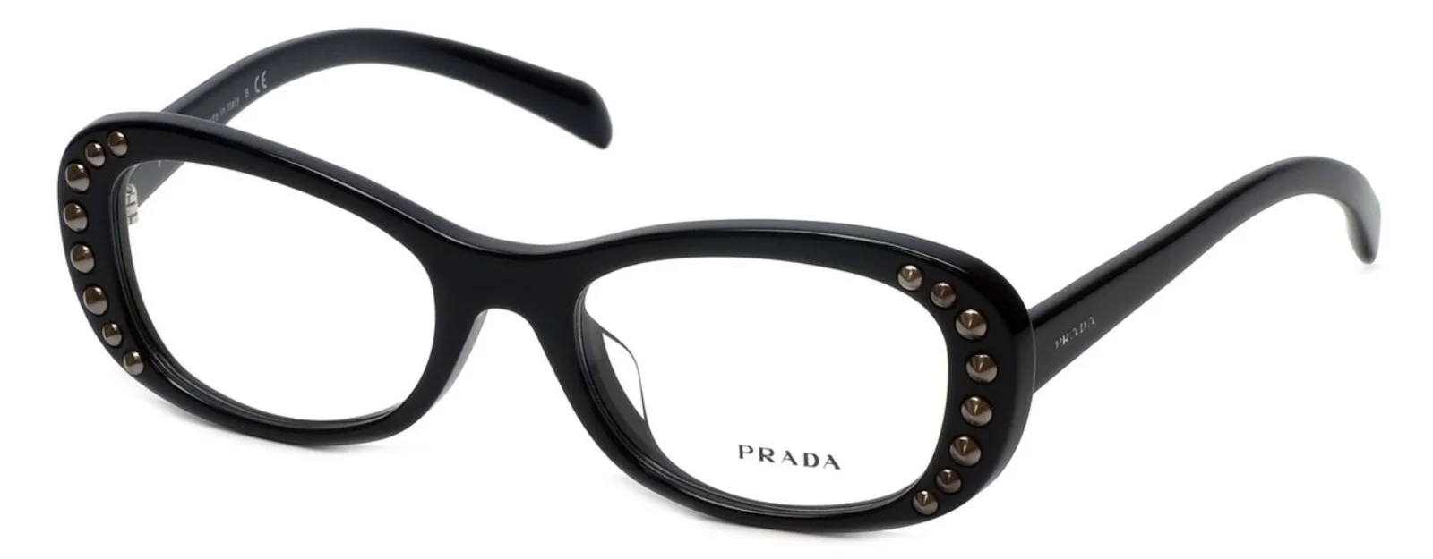 New PRADA VPR21R 1AB-1O1 53mm Black Studded Eyeglasses Frames Italy