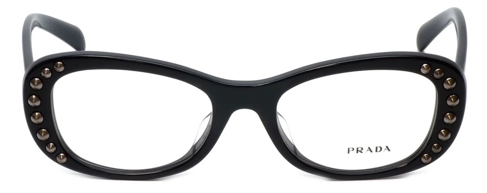 New PRADA VPR21R 1AB-1O1 53mm Black Studded Eyeglasses Frames Italy 2