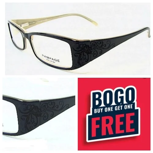New Rampage Eyeglasses R100 black cream 51-16-135 $76 FRAMES women demo lens