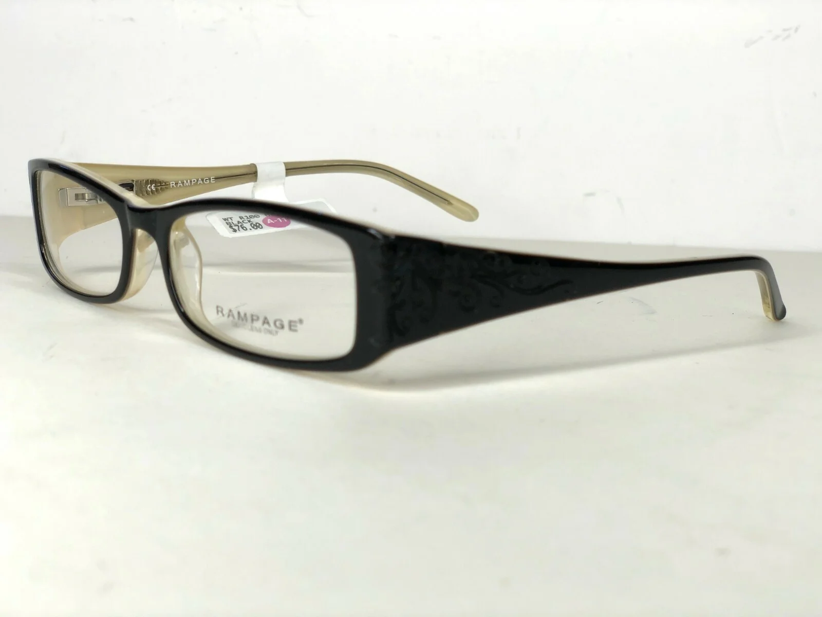 New Rampage Eyeglasses R100 black cream 51-16-135 $76 FRAMES women demo lens 4