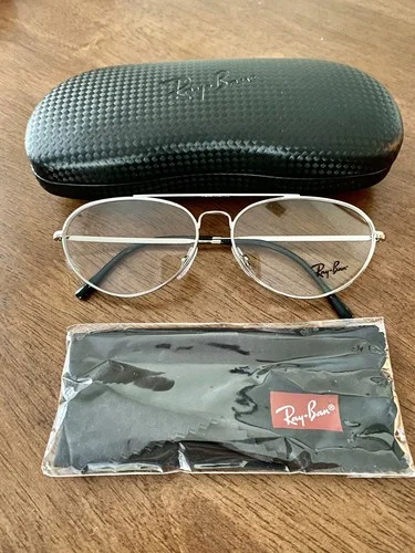 New Ray Ban Eyeglasses RB 6454 2501 Shiny Silver Frame 58-14-140 Small Aviator 3