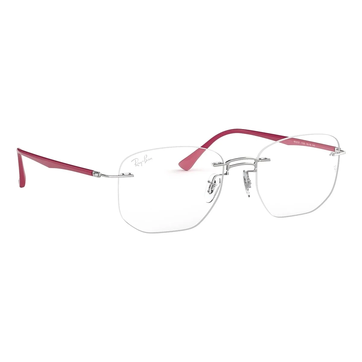 New Ray-Ban Frames Rimless Glasses RB8757 1195 53 18 140 LightRay Silver Pink