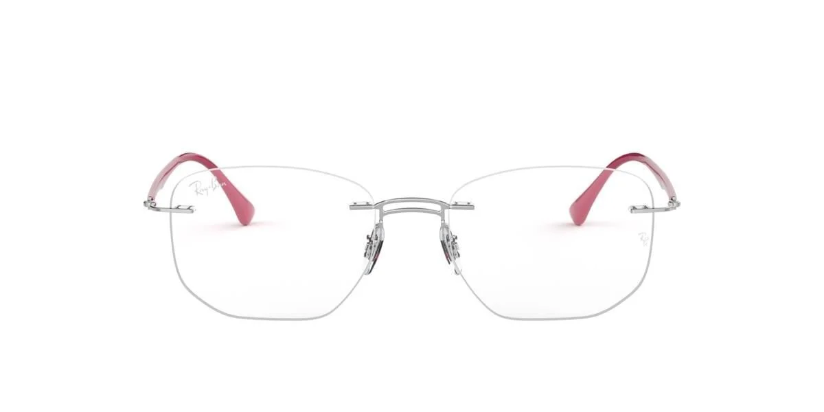 New Ray-Ban Frames Rimless Glasses RB8757 1195 53 18 140 LightRay Silver Pink 2