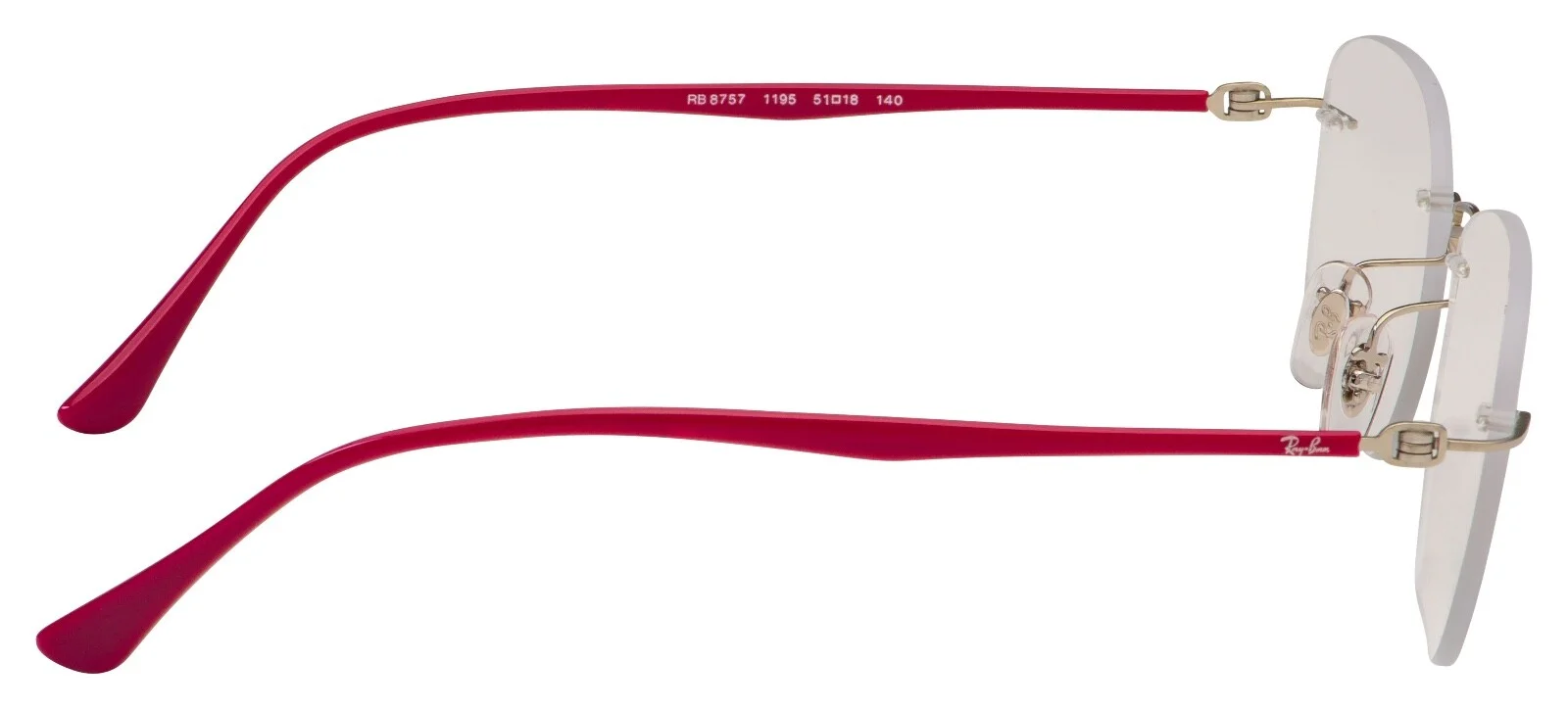 New Ray-Ban Frames Rimless Glasses RB8757 1195 53 18 140 LightRay Silver Pink 4