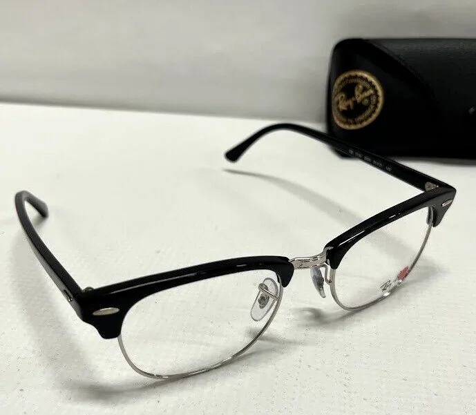 NEW RAY BAN RB 5154 2000 POLISHED BLACK SILVER AUTHENTIC EYEGLASSES FRAME 51-21 2