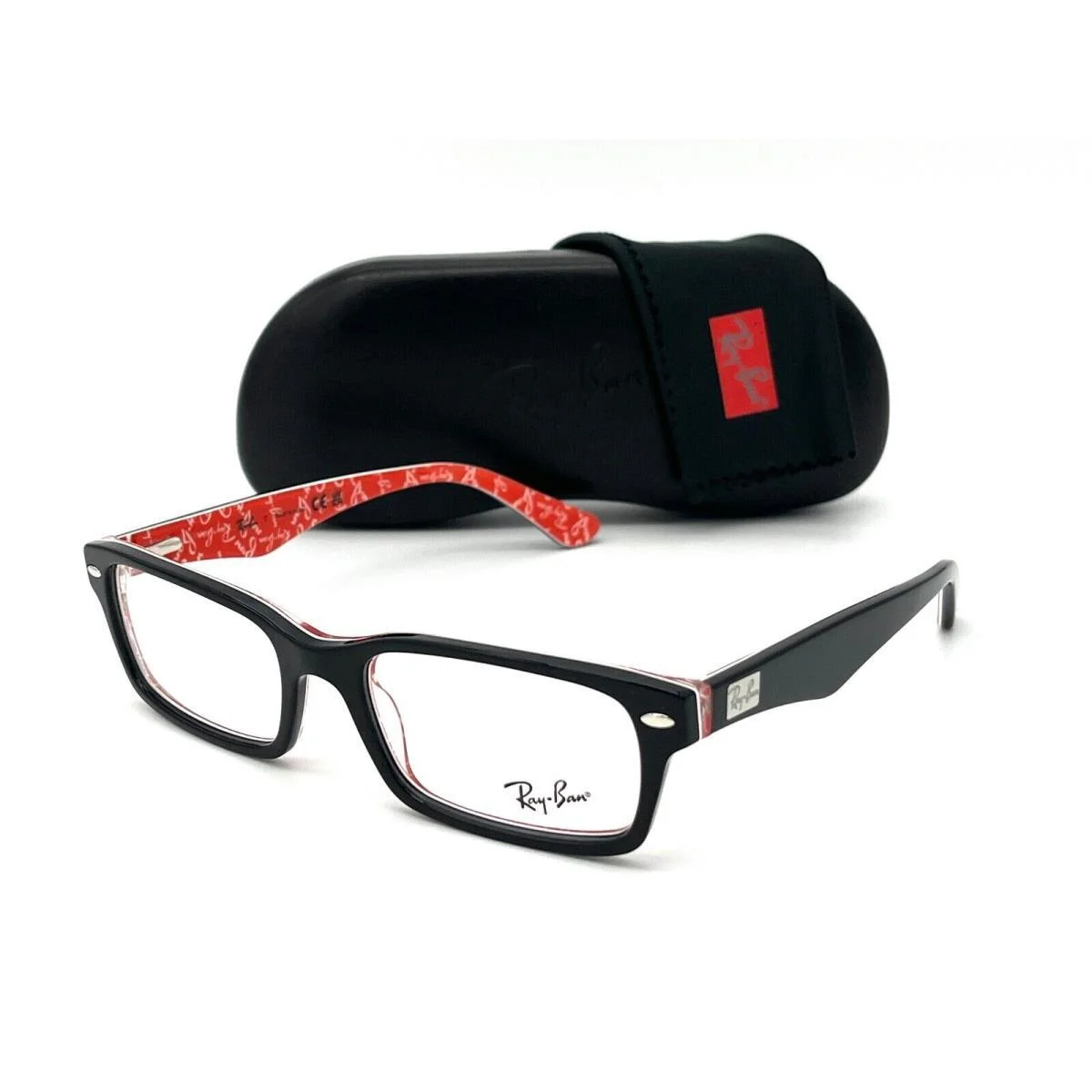 New Ray Ban RB 5206 2479 Black/Red 52/18/140 Unisex Authentic Eyeglasses