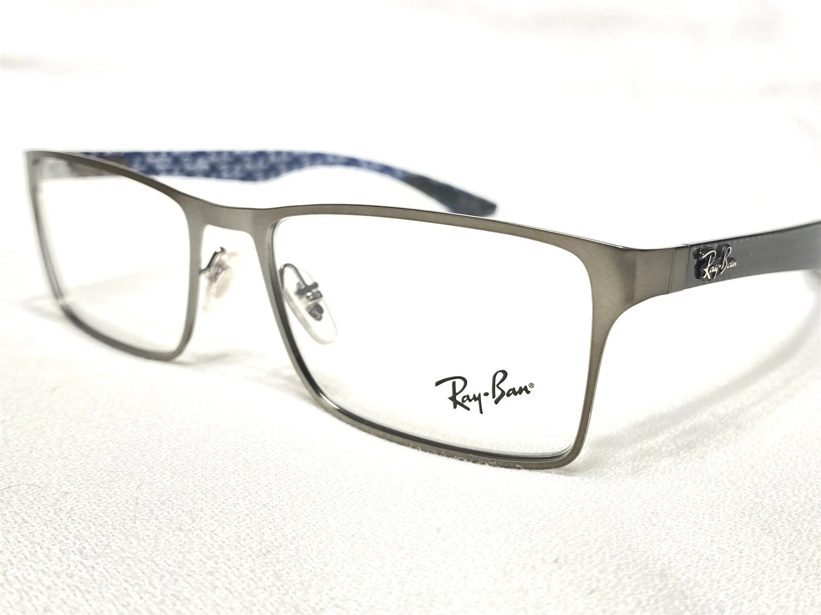 NEW Ray Ban RB8415 2620 Mens Silver & Black Carbon Fiber Eyeglasses Frames 53/17