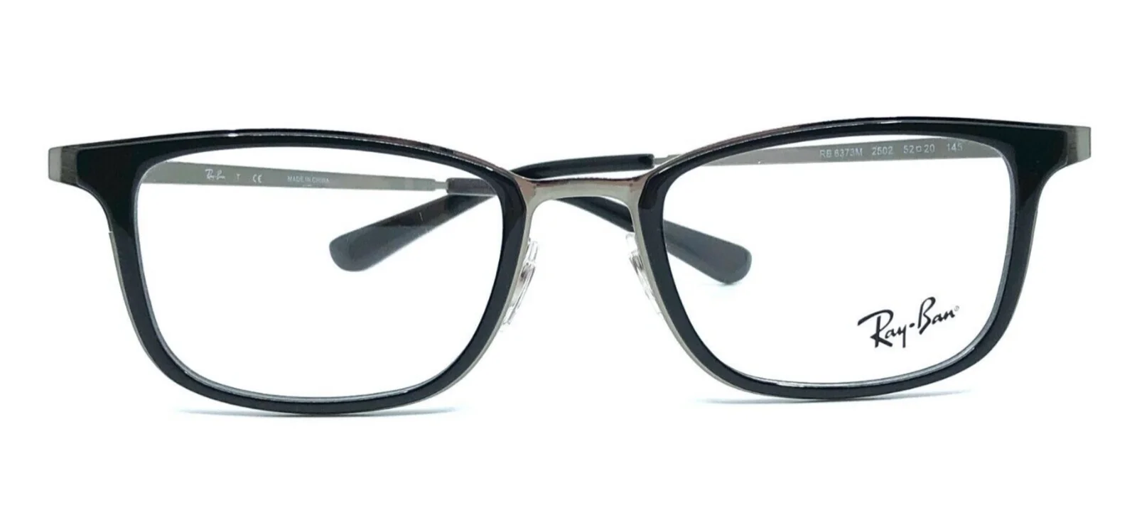 New RAY-BAN Rx-able Eyeglasses RB 6373M 2502 52-20 145 Black & Silver Frames