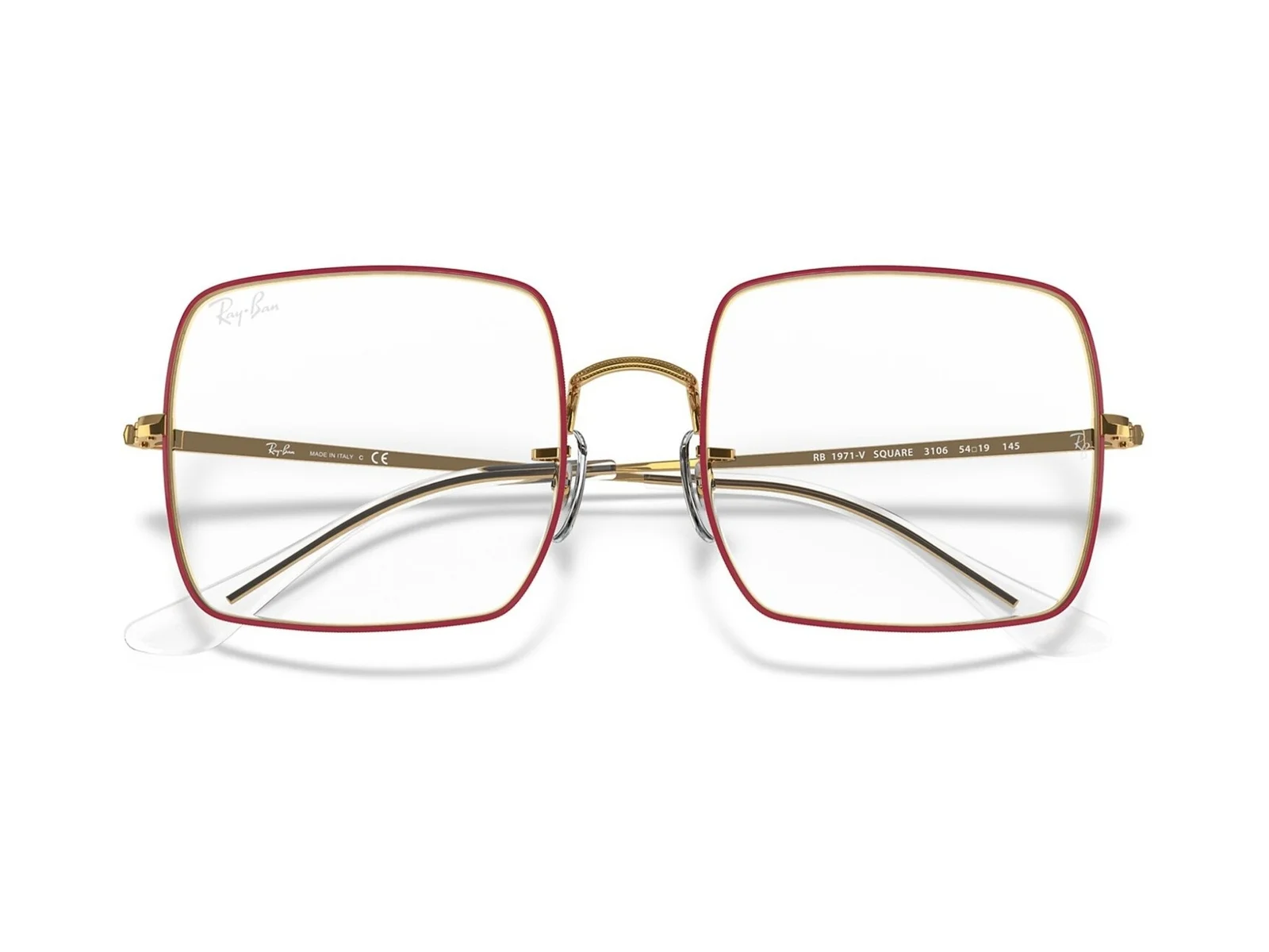 New Ray-Ban RX1971V 3106 Shiny Red/Gold Demo Lens 54/19/145 Authentic Eyeglasses 3