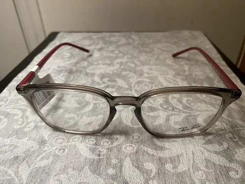 New Rayban Eyeglasses Orx7185 8083 52/18/145 Transparent/ Burgundy Red frames 2