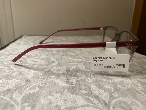New Rayban Eyeglasses Orx7185 8083 52/18/145 Transparent/ Burgundy Red frames 3