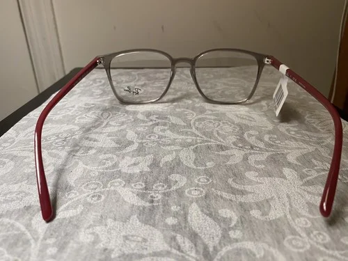 New Rayban Eyeglasses Orx7185 8083 52/18/145 Transparent/ Burgundy Red frames 4