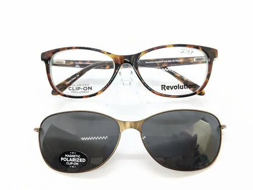New Revolution 790 Eyeglass Frame With Clip-On Sunglasses Combo Retail $247