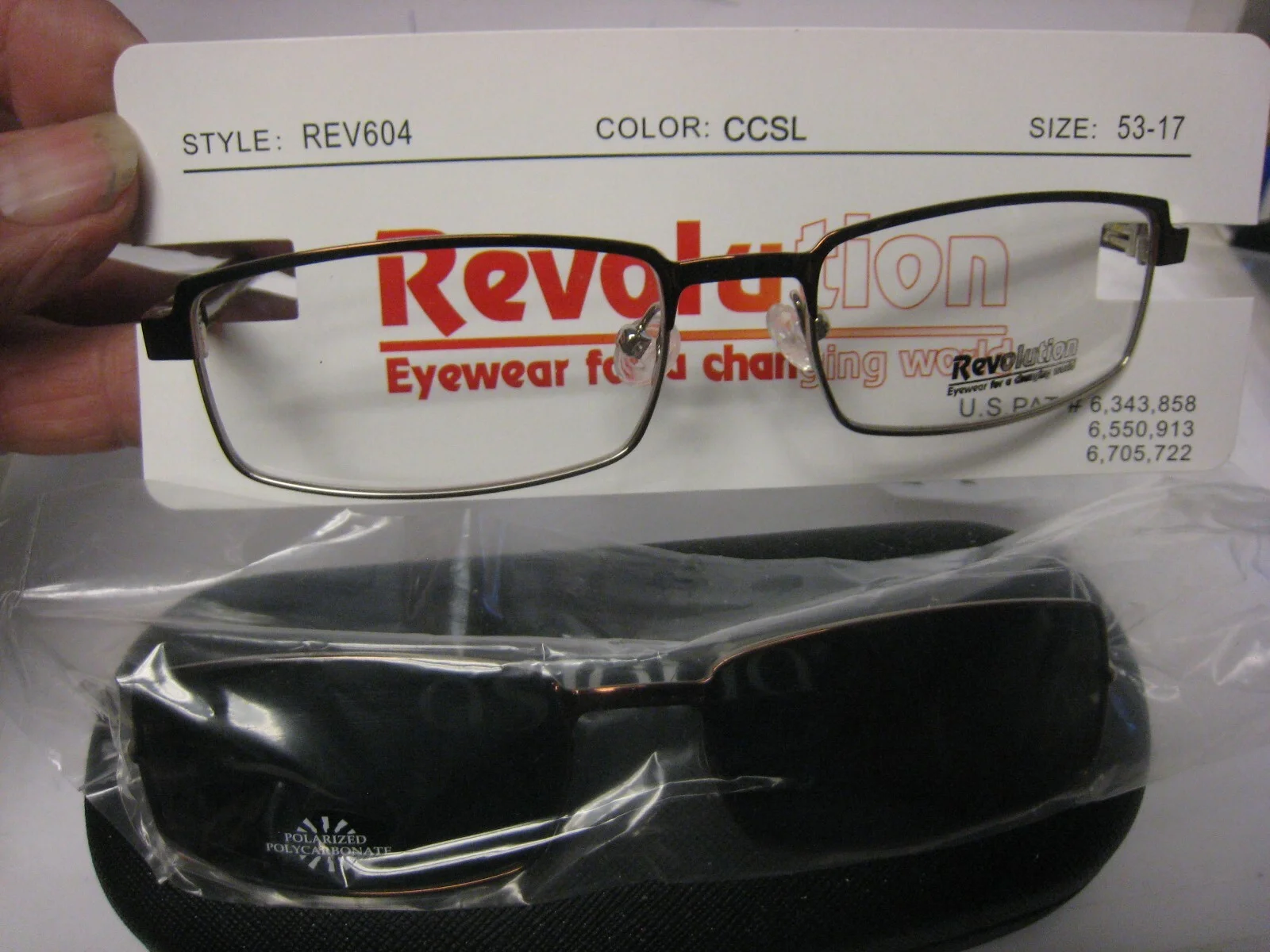 NEW Revolution Eyeglass Frame With MAGNETIC SUN SHADE REV 604 CCSL 53-17-140
