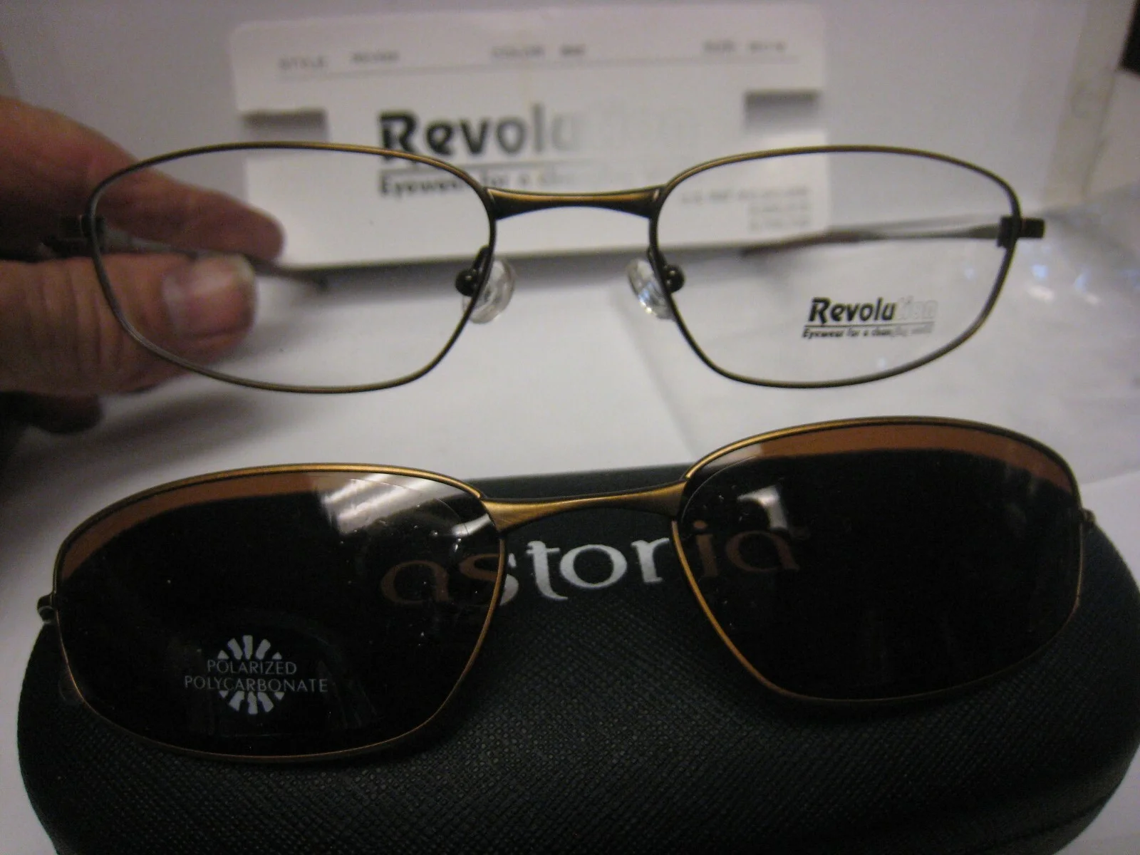NEW Revolution Eyeglass WITH Magnetic SUN SHADE REV 559 in BRZ 55-19-140