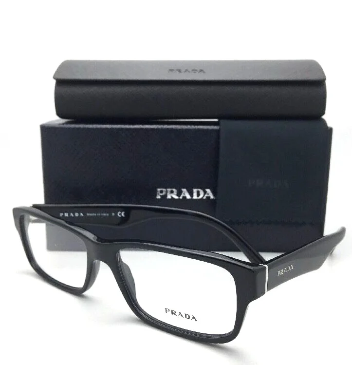New Rx-able PRADA Eyeglasses VPR 16M 1AB-1O1 55-16 140 Gloss Black Plastic Frame