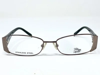 New SAKS FIFTH AVENUE 243 Brown/ Blue Pleated Womens Eyeglasses Frame 50-16-130