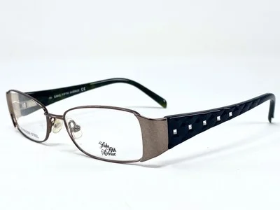 New SAKS FIFTH AVENUE 243 Brown/ Blue Pleated Womens Eyeglasses Frame 50-16-130 2