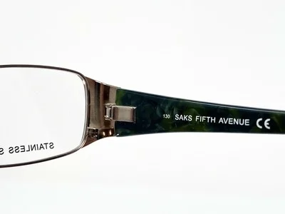 New SAKS FIFTH AVENUE 243 Brown/ Blue Pleated Womens Eyeglasses Frame 50-16-130 4