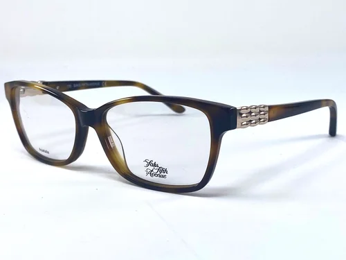 New SAKS FIFTH AVENUE 286 Brown Havana Acetate Womens Eyeglasses Frame 53-15-130 2