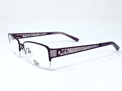 New SAKS FIFTH AVENUE 291 Purple Metal Half Rim Women Eyeglasses Frame 52-17-130 2