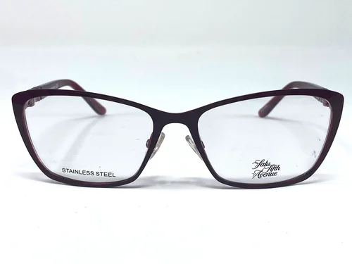New SAKS FIFTH AVENUE 321 Red Full Rim Steel Womens Eyeglasses Frame 52-16-130