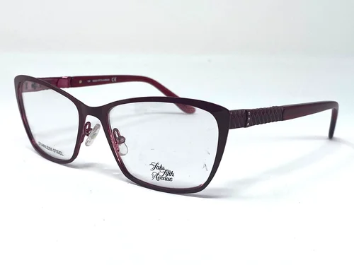 New SAKS FIFTH AVENUE 321 Red Full Rim Steel Womens Eyeglasses Frame 52-16-130 2