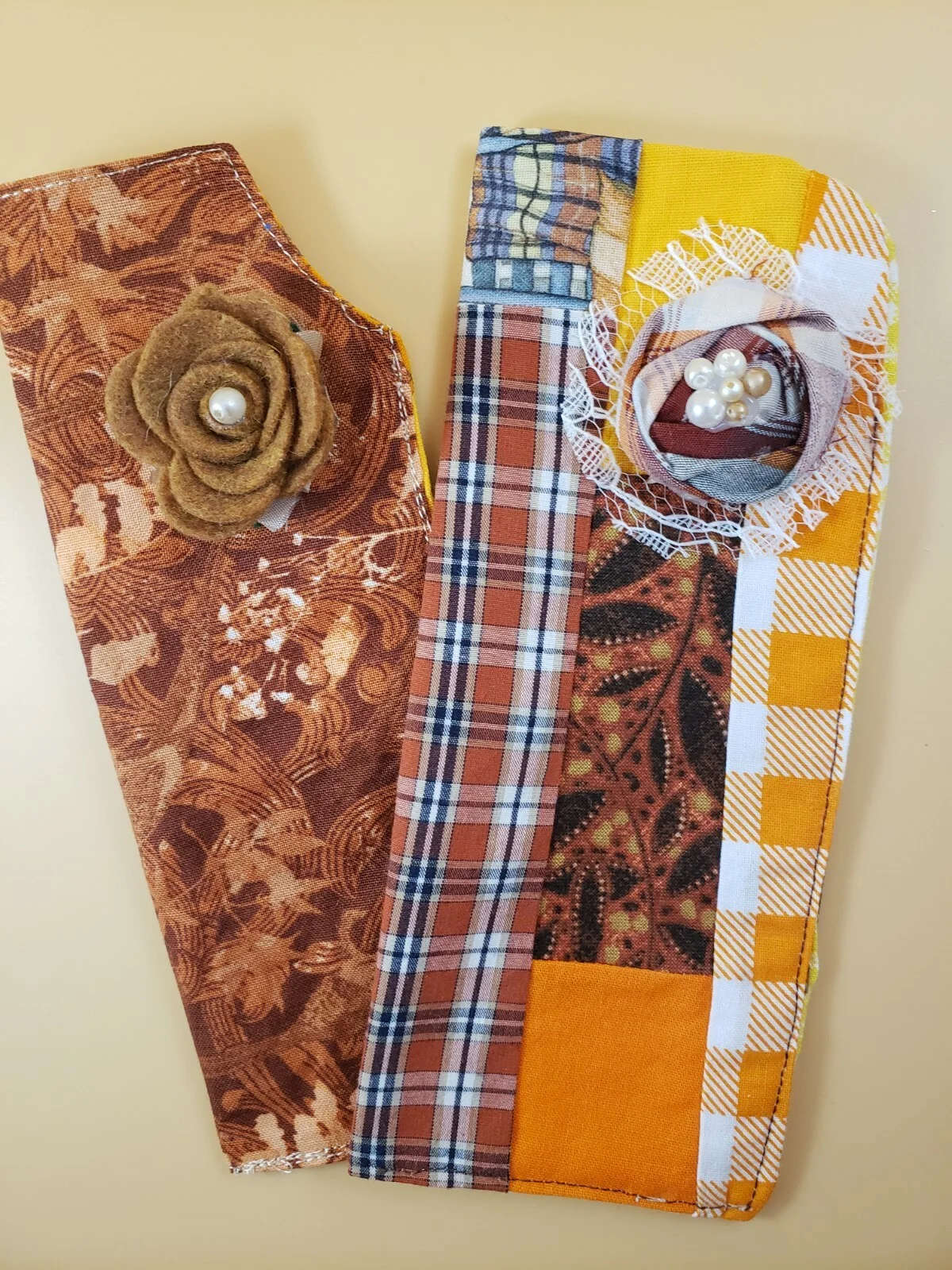 New Sale Handmade Fall Fabric Eyeglass Case, Quilted Fall Fabric Eye Glass Case 3