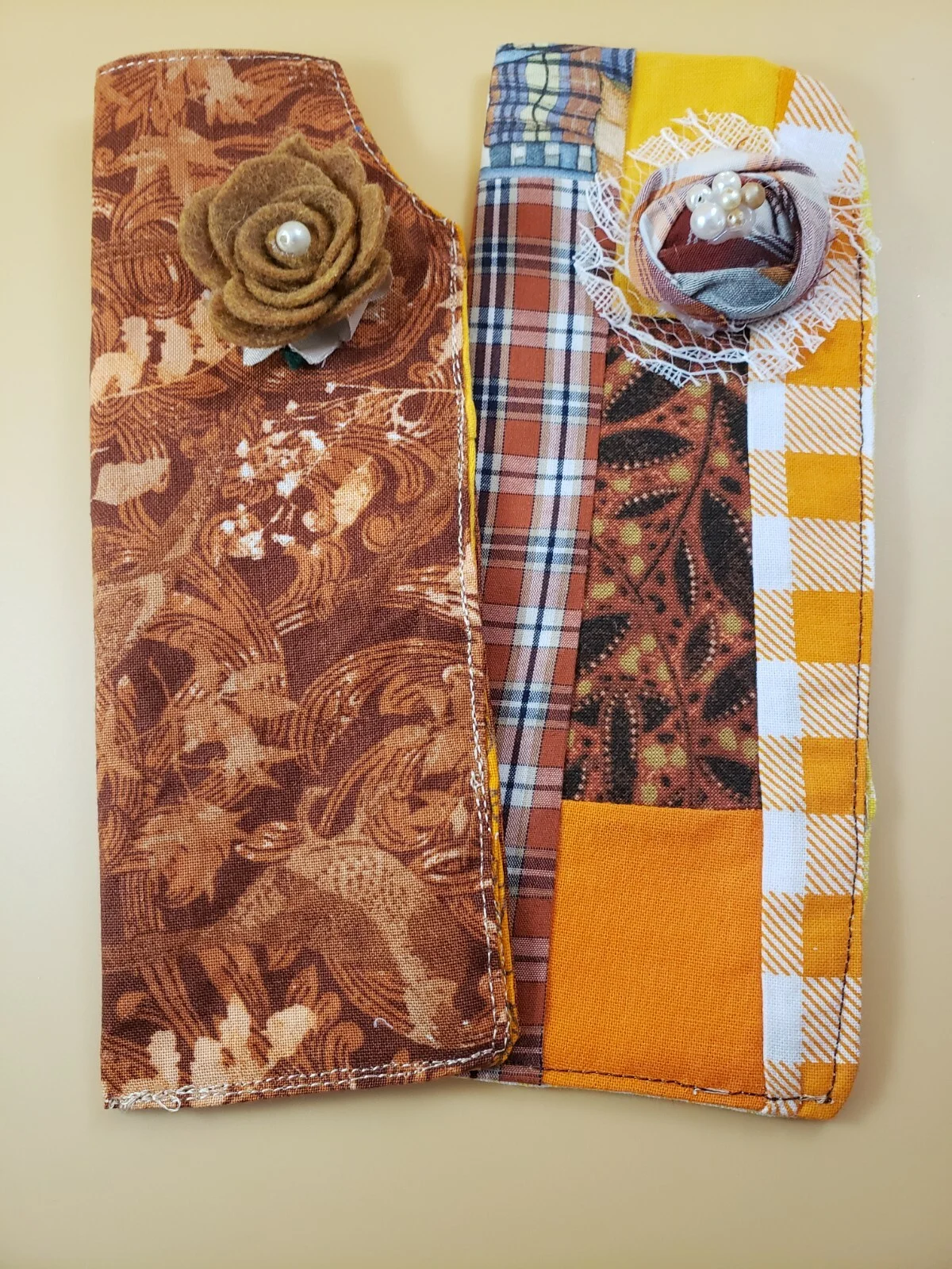 New Sale Handmade Fall Fabric Eyeglass Case, Quilted Fall Fabric Eye Glass Case 4