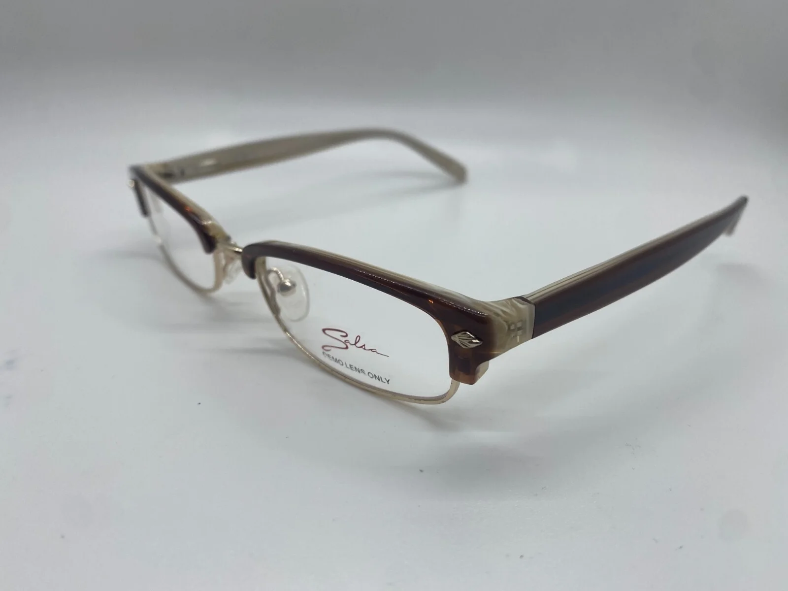 NEW SALSA SA 2002 BR BROWN WHITE AUTHENTIC EYEGLASSES 52-18-135
